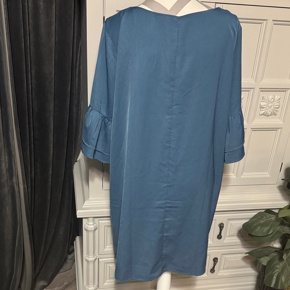 Tickled Teal Teal Blue Dress with Ruffle Sleeves Size XL - Picture 7 of 10